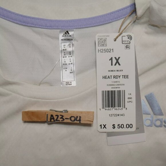 Adidas Women's Performance Training Top in Ivory Size 1X Lightweight Ventilated - Picture 7 of 7